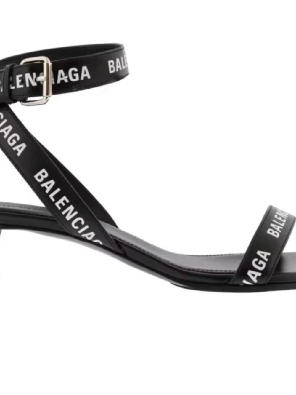 Balenciaga Black Logo Strap high Heel Sandals - Picture 2 of 5